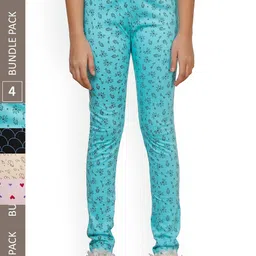 IndiWeaves Girls Pack Of 4 Printed Pure Cotton Ankle Length Leggings-picture-41
