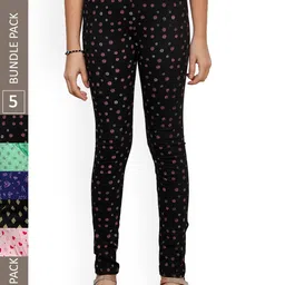IndiWeaves Girls Pack Of 5 Printed Pure Cotton Ankle-Length Leggings-picture-25