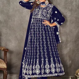 Warthy Ent Embroidered Semi-Stitched Dress Material-picture-11