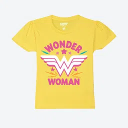 YK Warner Bros Girls Typography Wonder Woman Printed Round Neck T-shirt-image-65