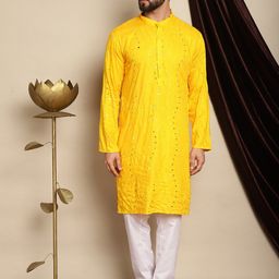 Anouk Leheriya Mirror Sequined Mandarin Collar Pure Cotton Kurta With Churidar-picture-21