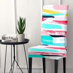 Cortina White & Turquoise Blue Printed Super Stretchable Chair Cover-picture-13