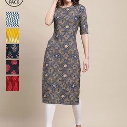 7Threads Women Multicoloured Ethnic Motifs Printed Crepe Kurta-picture-8