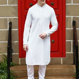 here&now x sanwara Sanwara Geometric Chikankari Embroidered Pure Cotton Kurta With Churidar image 1