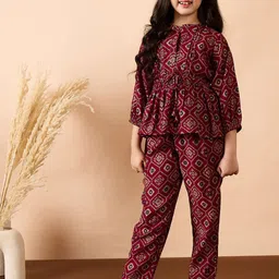 Stylo Bug Girls Bandhani Printed Regular Kurti with Trousers image 1
