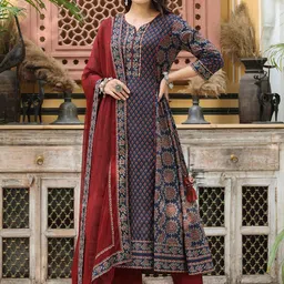 Rain & Rainbow Ethnic Motifs Printed Sequinned Pure Cotton Kurta Set image 1