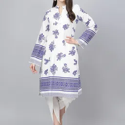 Divena Floral Printed Pure Cotton Kurta with Dhoti Pants image 1