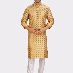 SHIWAM ETHNIX Floral Printed Mandarin Collar Kurta with Pyjamas image 1