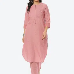 Biba Women Self Design Kurta with Trousers image 1