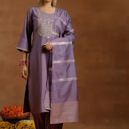 gerua by libas Libas Floral Yoke Design Regular Kurta With Salwar & Dupatta image 1