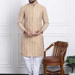 SOJANYA Ethnic Motifs Embroidered Regular Kurta With Churidar image 1