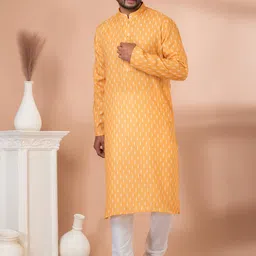 ROOTED LIBAAS Geometric Printed Mandarin Collar Straight Kurta With Pyjamas image 1