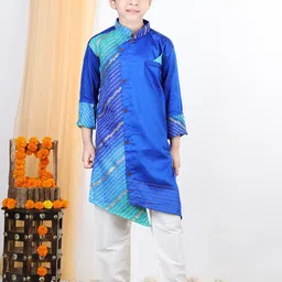 here&now x kinder kids Kinder Kids Boys Blue Pure Cotton Kurta with Pyjamas image 1
