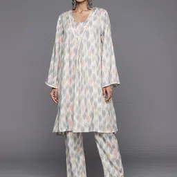 KALINI Ethnic Motifs Printed Flared Sleeves A-Line Kurta With Trouser image 1