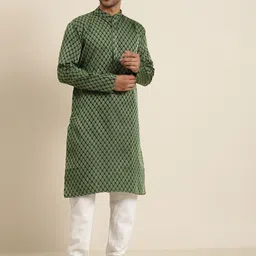 SOJANYA Ethnic Motifs Woven Design Mandarin Collar Kurta With Churidar image 1