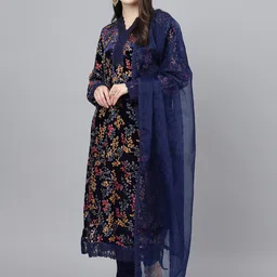 Divena Ethnic Motifs Printed Velvet Kurta with Trousers & With Dupatta image 1