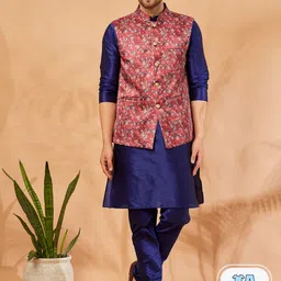 Armaan Ethnic Mandarin Collar Kurta With Churidar & Nehru Jacket image 1