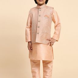 Pro-Ethic STYLE DEVELOPER Boys Mandarin Collar Regular Kurta with Pyjamas & Nehru jacket-picture-21