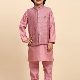 Pro-Ethic STYLE DEVELOPER Boys Mandarin Collar Regular Kurta with Pyjamas & Nehru jacket-picture-22