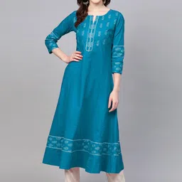 YASH GALLERY Paisley Printed Gotta Patti Anarkali Cotton Kurta-image-77