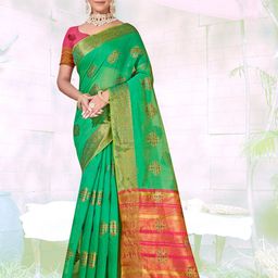 anouk rustic Anouk Ethnic Motifs Woven Design Zari Pure Cotton Chanderi Saree-picture-27