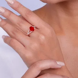 GIVA 925 Sterling Silver Rose Gold-Plated Stone-Studded Adjustable Finger Ring-picture-35