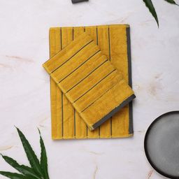 SPACES Unisex Set Of 2 Mustard Yellow Pure Cotton Hand Towel-picture-27