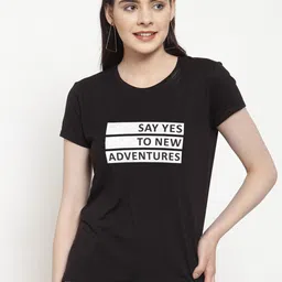 Friskers Women Black Typography Printed T-shirt-image-43