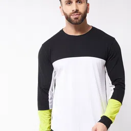 GRITSTONES Men White & Yellow Colourblocked T-shirt-image-12