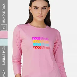 CHOZI Pack of 2 Typography Printed Regular Fit Cotton T-Shirt-picture-34