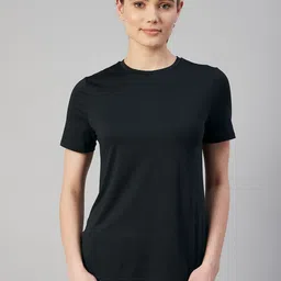 Marks & Spencer Women Black Solid T-shirt with Back Panel Detail-picture-24