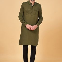 indus route by Pantaloons Shirt Collar Cotton Pathani Kurta-picture-17
