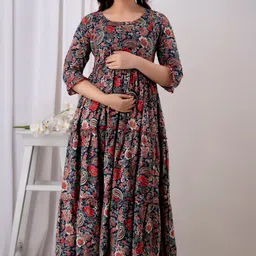 Henal Ethnic Motifs Printed Maternity Ethnic Dress-image-12