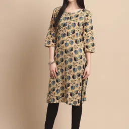 Anouk Beige Floral Printed Pure Cotton Kurta-picture-29