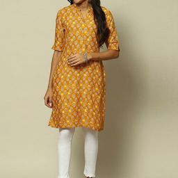 Rangriti Floral Printed Band Neck Kurta-picture-39