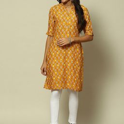 Rangriti Floral Printed Mandarin Collar Straight Kurta-picture-8
