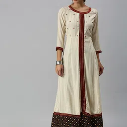 SHOWOFF Striped Embroidered Ethnic Dress-image-66