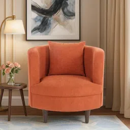 casacraft from pepperfry Cresta Velvet Corduroy 1 Seater Sofa In Rust Color-picture-10