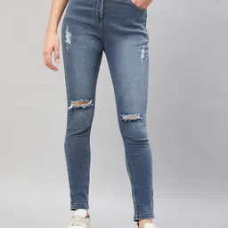 Orchid Blues Women Skinny Fit High-Rise Mildly Distressed Heavy Fade Jeans-picture-13