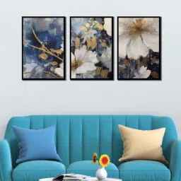 wens Floral Multicolour Canvas & MDF (Set of 3) Framed Art Panels-picture-21