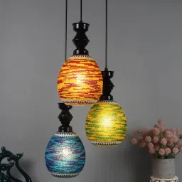 Black Pvc 3 Light Cluster Hanging Lights By Foziq image 1