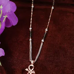 Adwitiya Collection Rose Gold-Plated Stone-Studded S-Arrow Charm Mangalsutra-image-44
