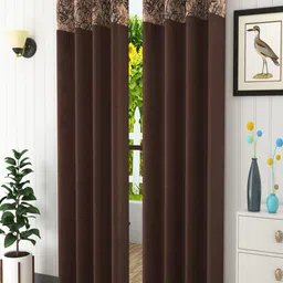Homefab India Coffee Brown Set of 2 Window Curtain image 1