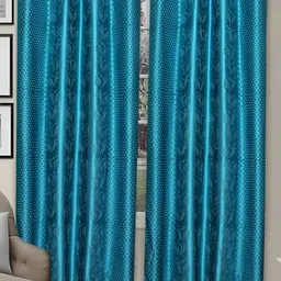 REYANSH DECOR Teal 2Pcs Solid Regular Window Curtain-picture-10