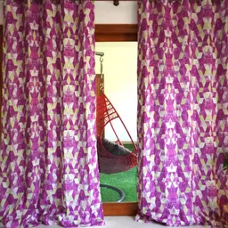 TARA- Sparkling Homes Purple & White Geometric Window Curtain-picture-32