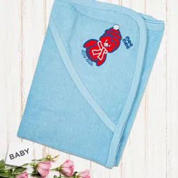 MeeMee Unisex Kids Blue Printed 200 GSM Bamboo Reusable Bath Towel-image-23