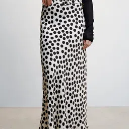 MANGO Polka Dots Print Maxi Skirt with Belt-image-50