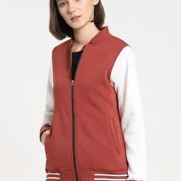 Bewakoof Women Brown Varsity Jacket-image-4