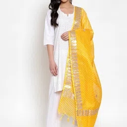SOUNDARYA Printed Pure Cotton Leheriya Dupatta with Gotta Patti-image-20