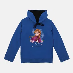 Disney by Wear Your Mind Girls Blue Frozen Printed Hooded Sweatshirt-picture-52